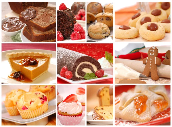 Collage montrant une variété de produits de boulangerie — Photo
