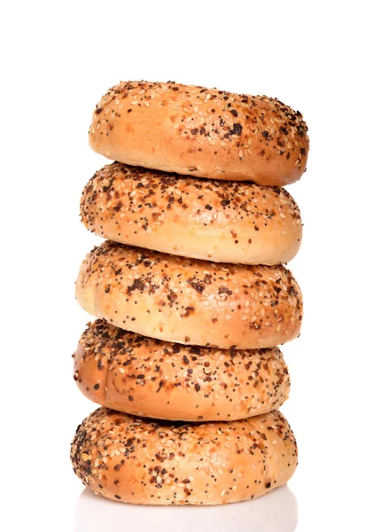 Stack av färska bagels — Stockfoto