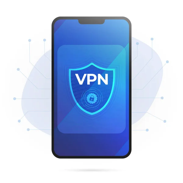 Концепция VPN Service. Виртуальное частное сетевое приложение - Internet Security and Privacy Data Encryption Software Service. Иллюстрация плоского вектора на белом фоне — стоковый вектор