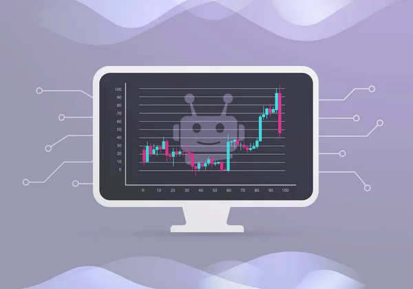 Koncepcja Handlu Algorytmicznego Zarządzane Zautomatyzowanego Handlu Programowego Ilustracji Inwestycyjnych Robo — Wektor stockowy