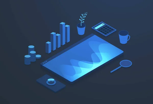 Financial Statistics Reports Concept Business Dashboard Data Analytics Data Charts — Stock Vector