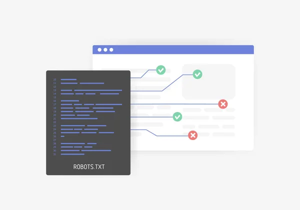 Robots Txt Voor Seo Controle Kruipen Indexeren Website Concept Maak — Stockvector