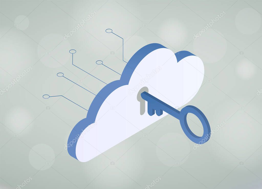 Bring Your Own Key Encryption concept. BYOK or BYOE cloud computing security marketing model vector illustration.