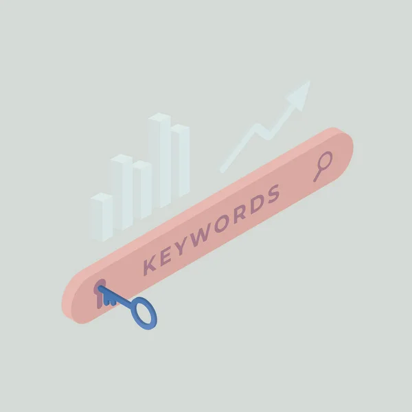 Long Tail Semantically Related Keyword Research Concept Keyword Ranking Search — Image vectorielle