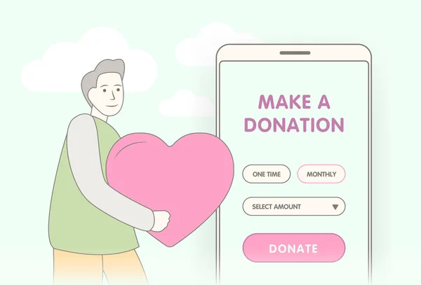 Spenden Und Sympathieunterstützungskonzept Spenden Sie Online Mit Mobilen Sozialen App — Stockvektor