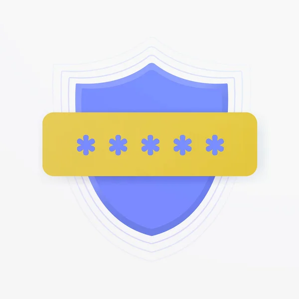 Passkey Single Sign Concept Con Campo Scudo Password Cyber Sicurezza — Vettoriale Stock