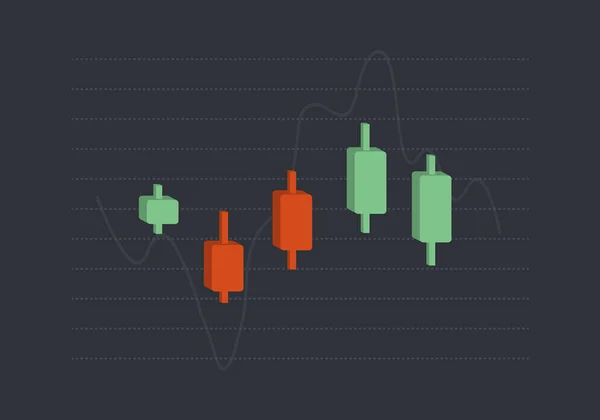 Tőzsdei Diagram Vagy Crypto Forex Kereskedési Grafikon Zöld Piros Japán — Stock Vector
