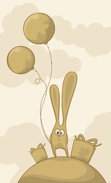 Cute bunny with balloons — Stock Vector