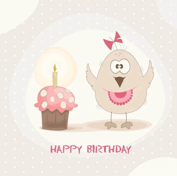Птах торт до дня народження — стоковий вектор