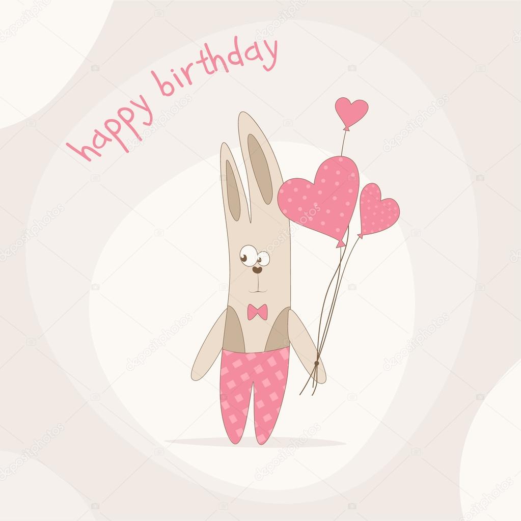 happy birthday card, cute bunny