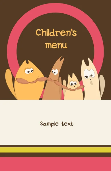 Menu per bambini Modello di design della carta . — Vettoriale Stock