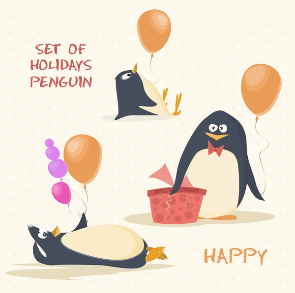 Набор праздников пингвин — стоковый вектор