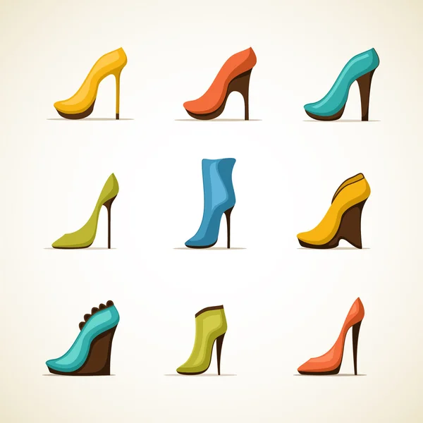 Conjunto de sapatos femininos —  Vetores de Stock