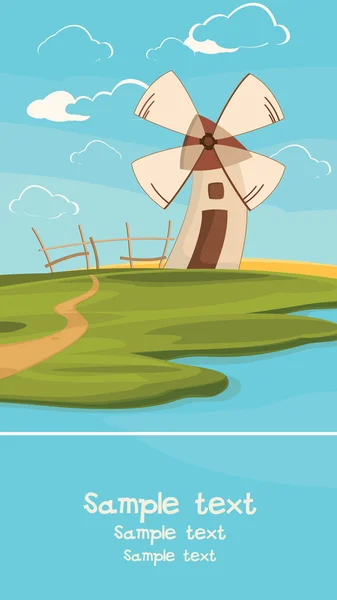 Windmill on the field — Stock Vector