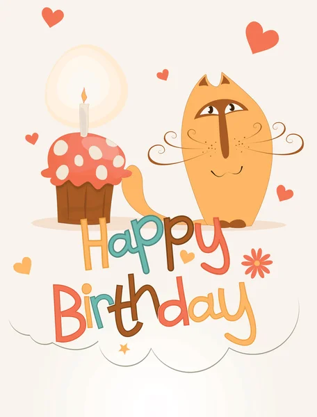 Cute happy birthday card. — Stock Vector