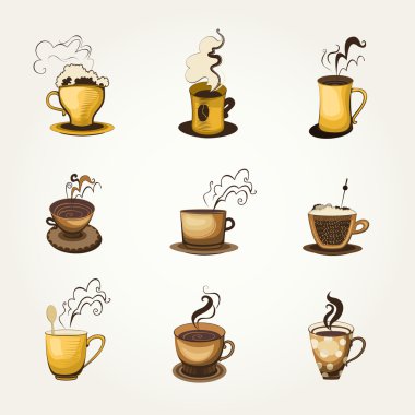kahve ve çay semboller ve gıda tasarım için simgeler
