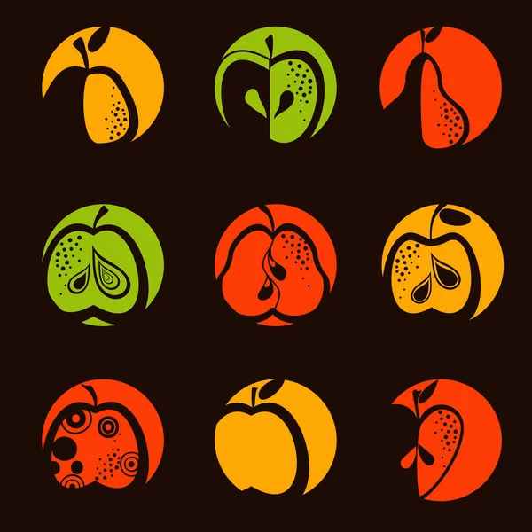 Stylized fruit icons. Vector — Stock Vector