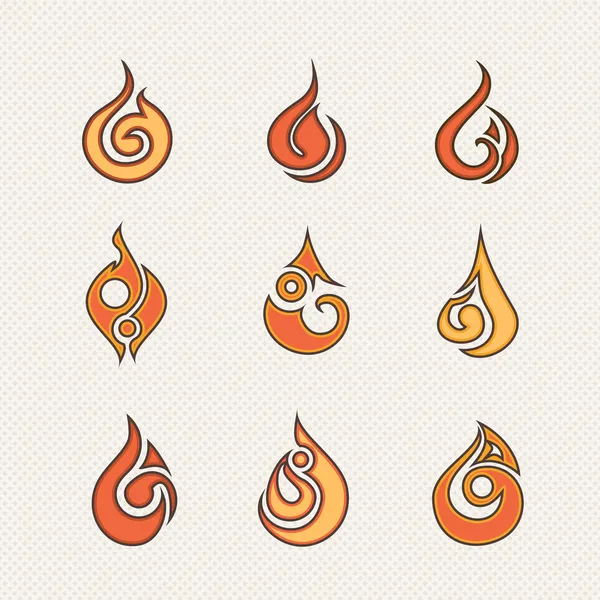Set of fire icons.Vector illustration — Stock Vector