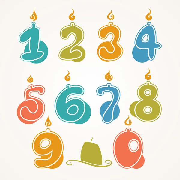 Illustrazione delle candele di compleanno a forma di numero — Vettoriale Stock