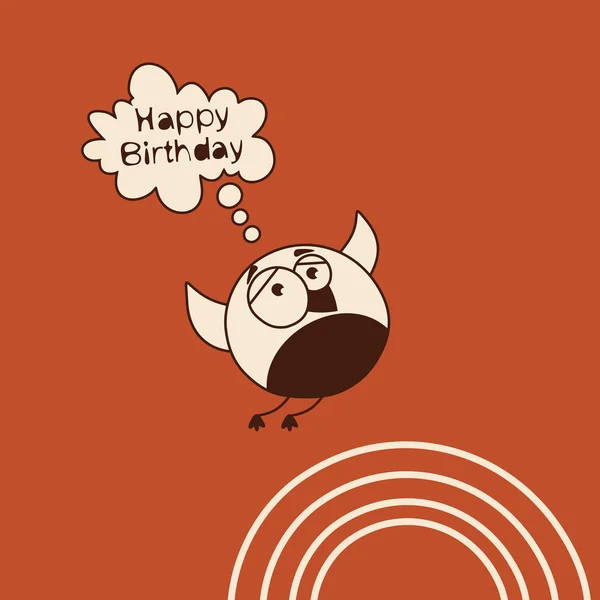 Roztomilý ptáček vtipné přání k narozeninám — Stockový vektor