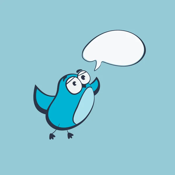 Cartoon Blue Bird talking — Stock Vector