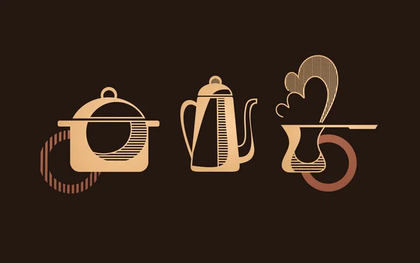 Koffie en thee pictogrammen — Stockvector