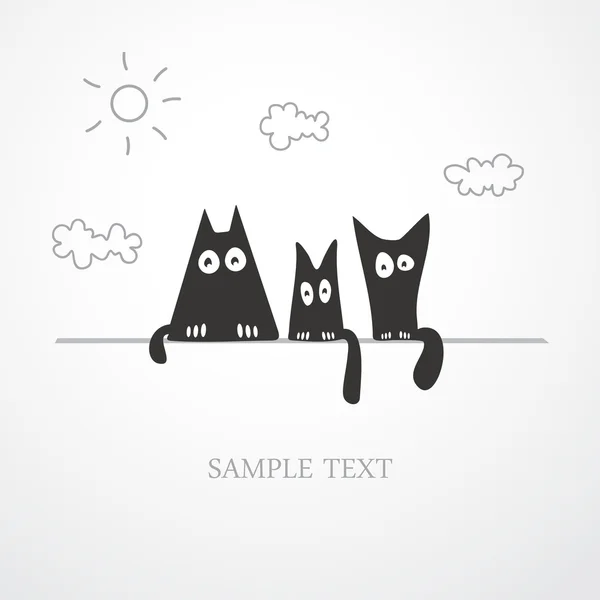 Trois chats noirs stylisés — Image vectorielle