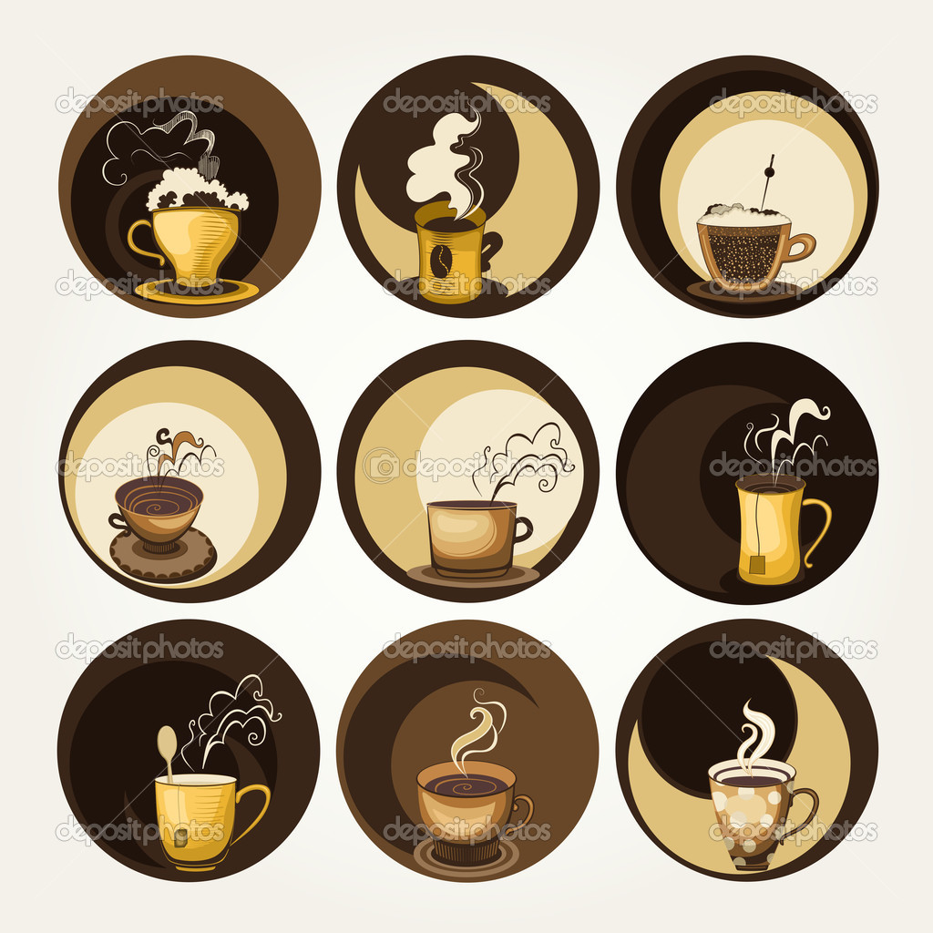Coffee and tea symbols and icons for food design