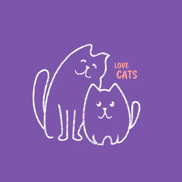 Ilustración de dos lindos gatos — Vector de stock