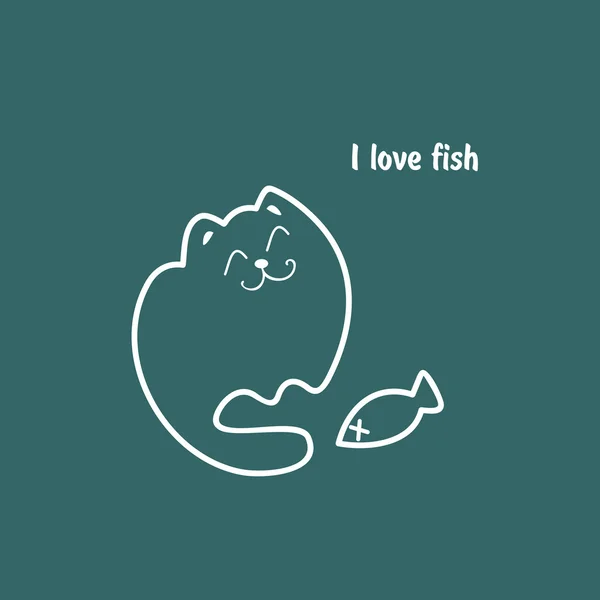 Γάτα και ψάρι — Διανυσματικό Αρχείο