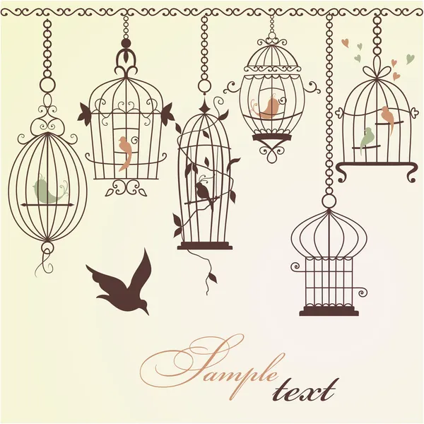 Vintage kuş kafesleri.