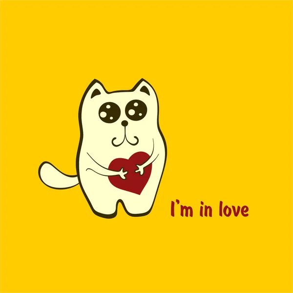 Gato con corazón — Vector de stock