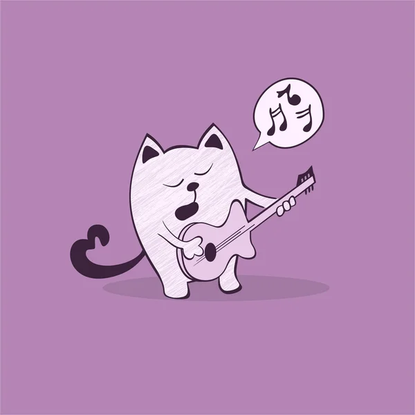 猫与吉他架和戏剧 — 图库矢量图片