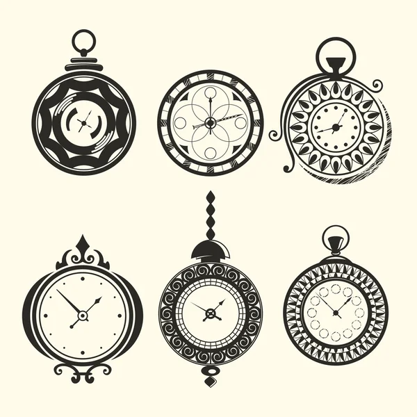 Set of vintage clocks — Stock Vector