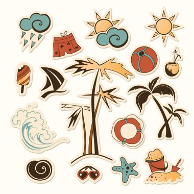 vektör çizim deniz plaj nesne koleksiyonu