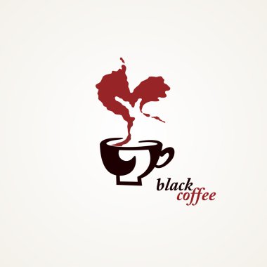 bir fincan sıcak kahve. kalp şeklinde görülür.