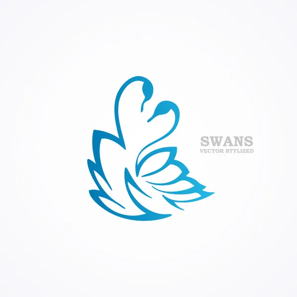 Drawn stylized blue swans — Stock Vector
