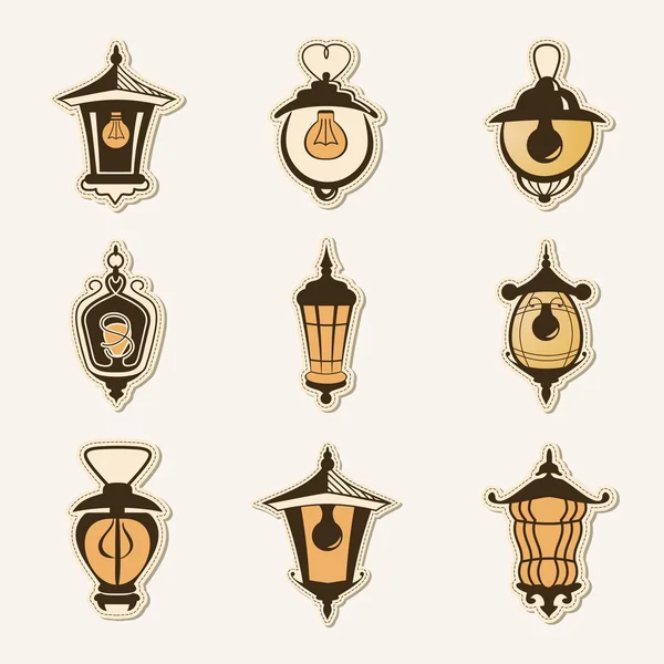 Juego de lámparas antiguas — Archivo Imágenes Vectoriales