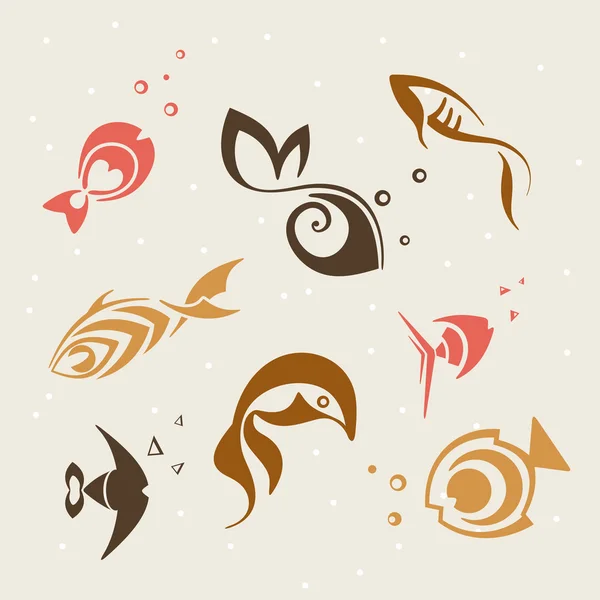 Ensemble de poissons vecteurs — Image vectorielle