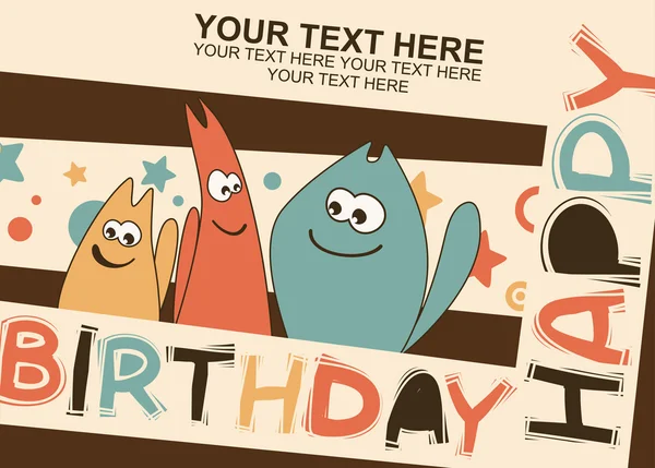 Carte d'anniversaire avec chatons mignons — Image vectorielle