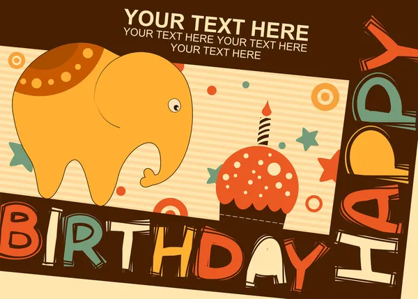 Bebé elefante cumpleaños — Vector de stock