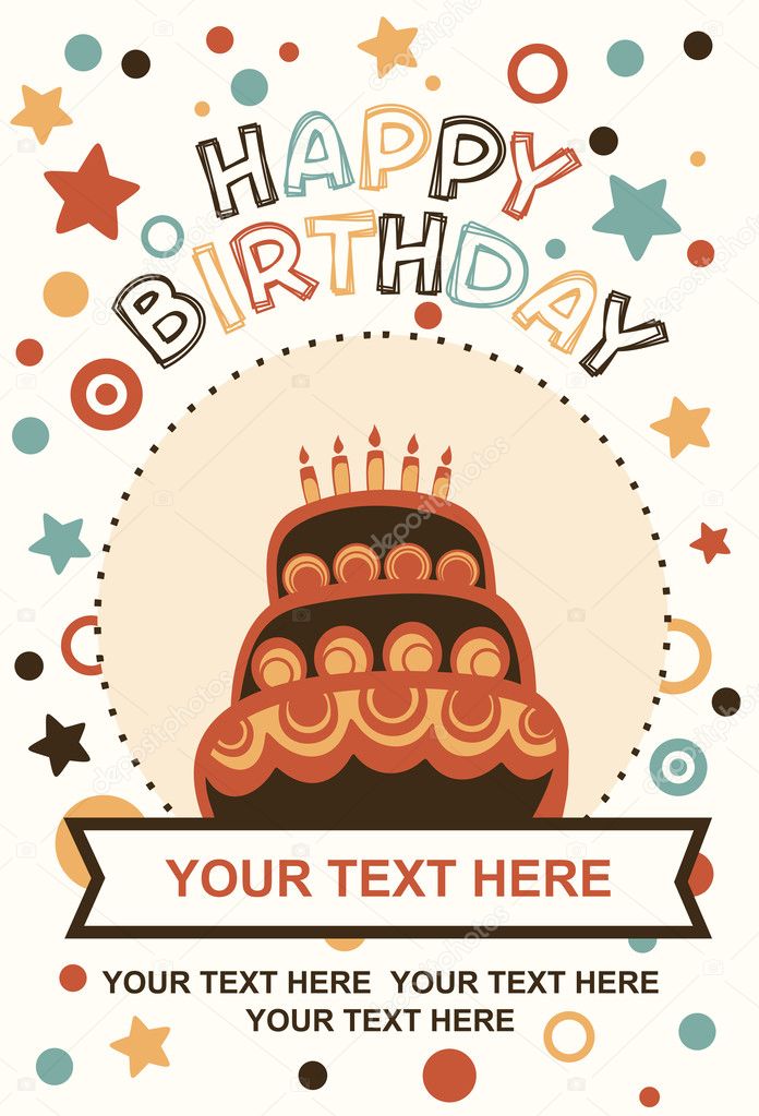 Happy birthday cake card design. vector illustration