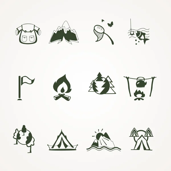 Camping pictogrammen — Stockvector