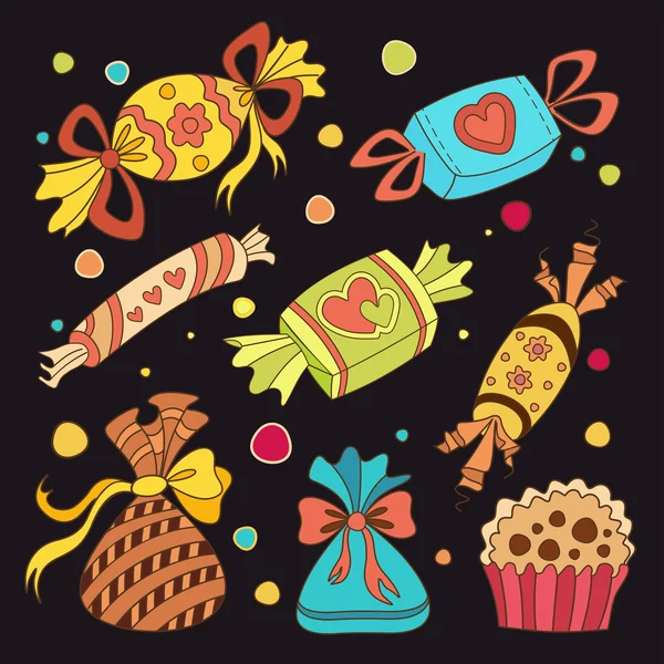 Illustrazione di una serie di caramelle — Vettoriale Stock