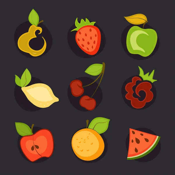 Eine Reihe von Obst-Symbolen. — Stockvektor