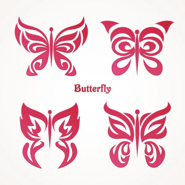 Set with butterflies tattoos — Stock Vector