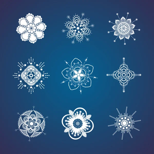 Copo de nieve conjunto vector ilustración — Vector de stock