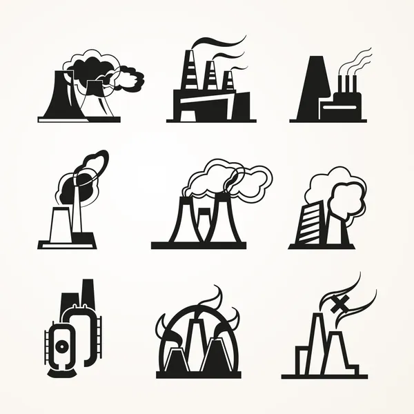 Industrial Factory Icons — Stock Vector