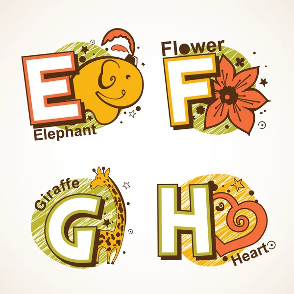 Alphabet set from E to H — Stock Vector