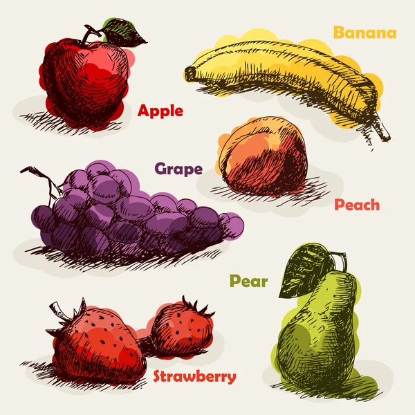 Ensemble de fruits. — Image vectorielle